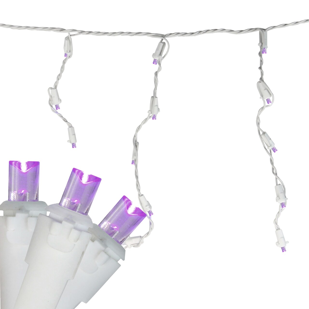 Northlight LED Wide Angle Icicle Christmas Lights - Purple - 5.5' White Wire - 100ct